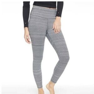 Athleta Chaturanga High Rise Black White Striped Leggings Size Medium